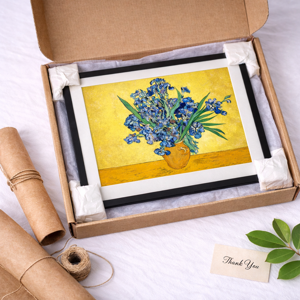 Blue Flowers in a Vase Framed Print – Van Gogh Floral Wall Art