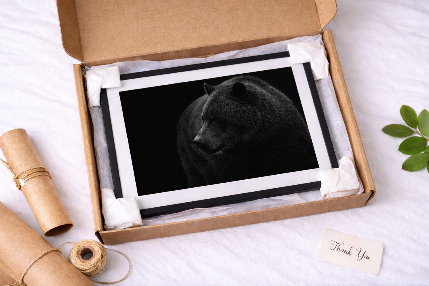 Black Bear Framed Print – Minimal Dark Animal Wall Art