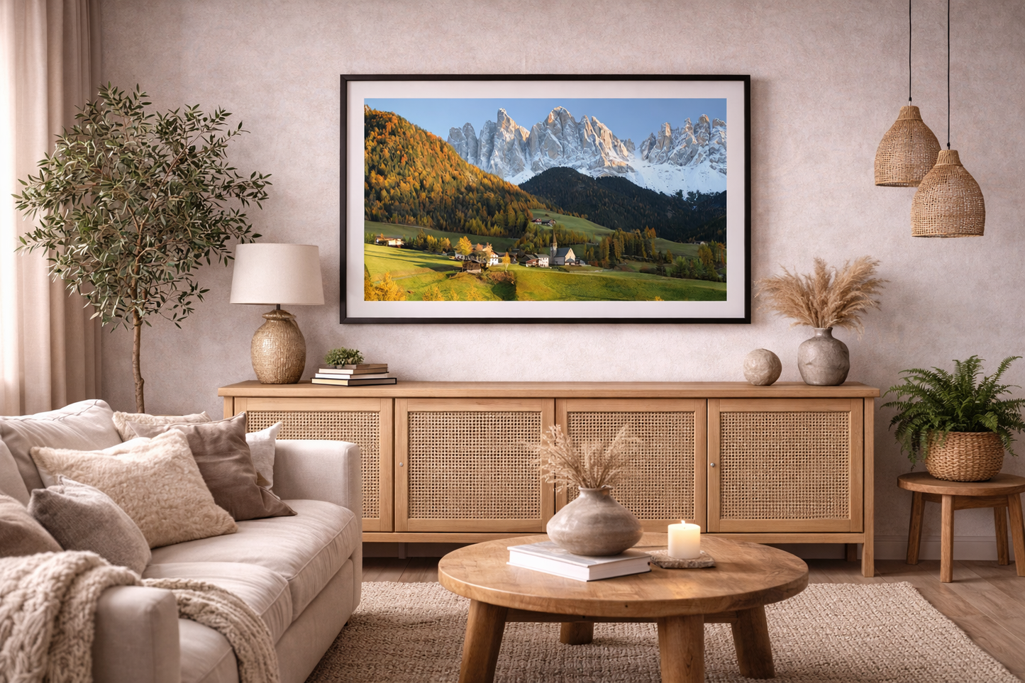 Dolomites Sunset Lake Framed Print – Italian Alpine Wall Art