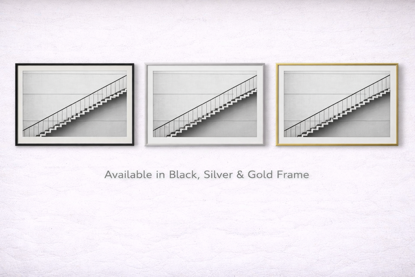 Minimal Staircase Framed Print – Modern Line Wall Art