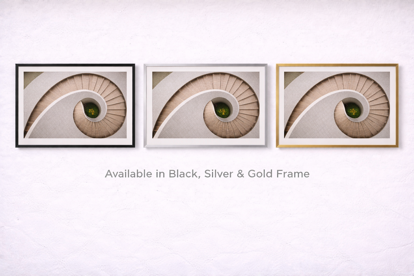 Spiral Staircase Framed Print – Minimalist Neutral Wall Art