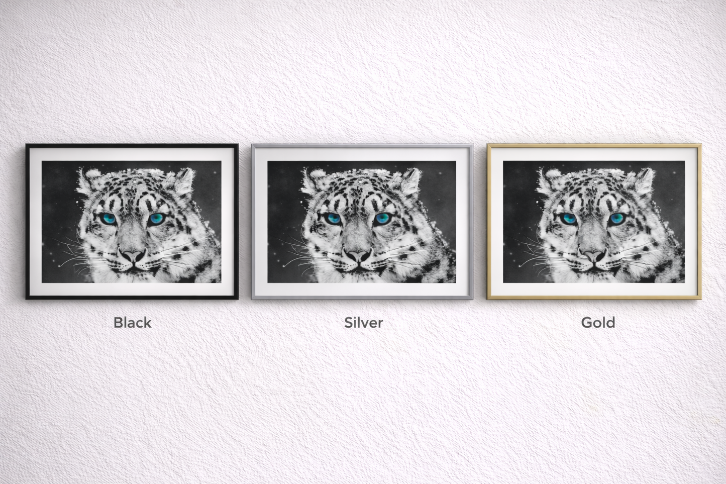 Snow Leopard Framed Print – Black and White Animal Wall Art