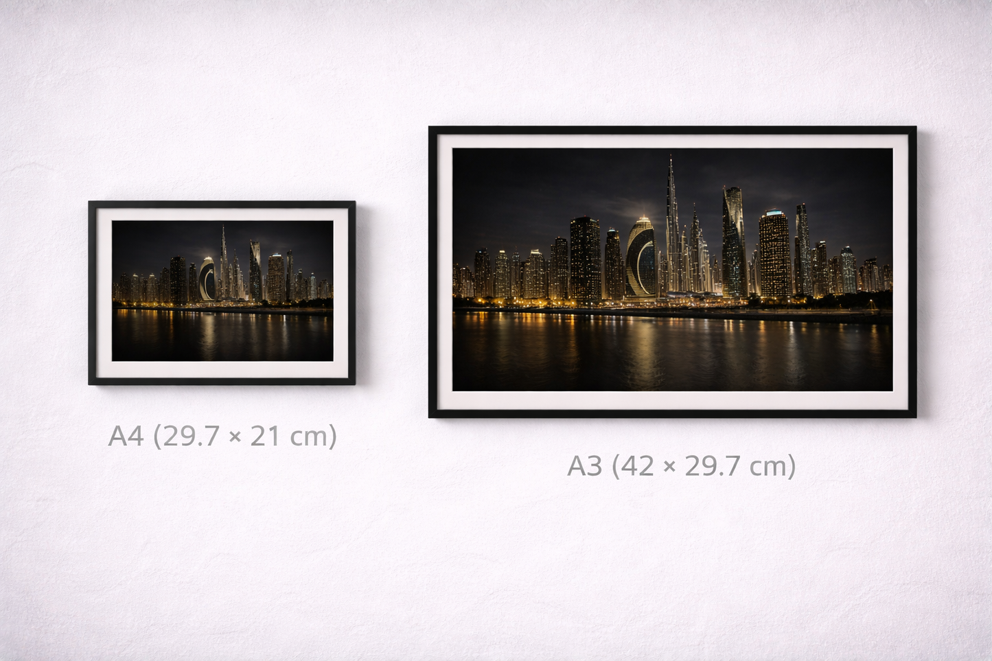 Dubai Skyline Framed Print – Luxury Night City Wall Art