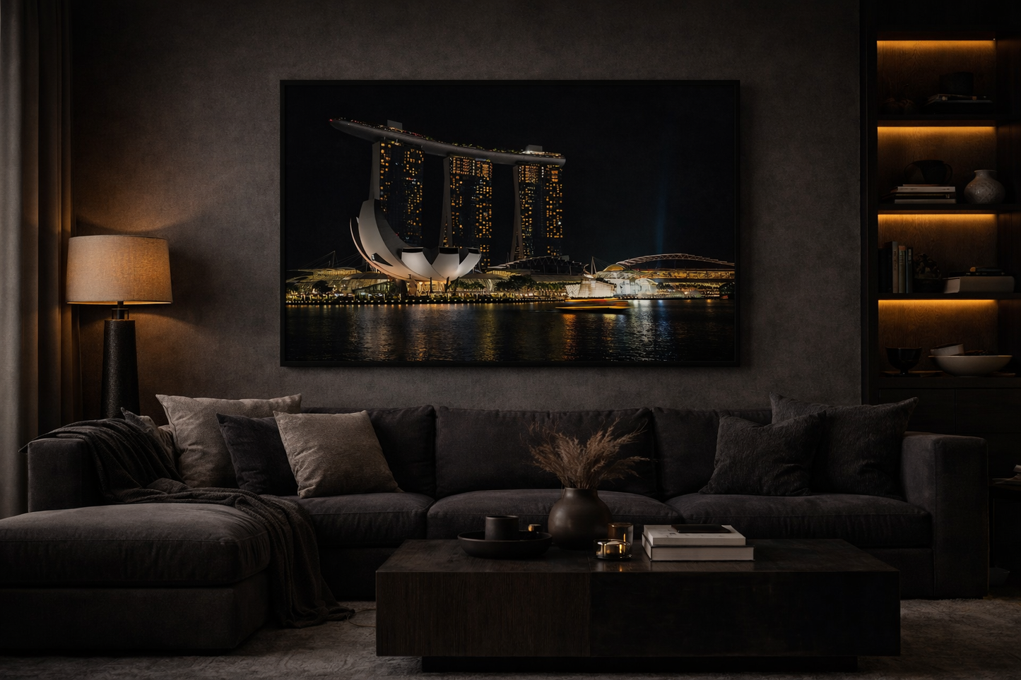 Marina Bay Sands Framed Print – Luxury Singapore Night Skyline Wall Art
