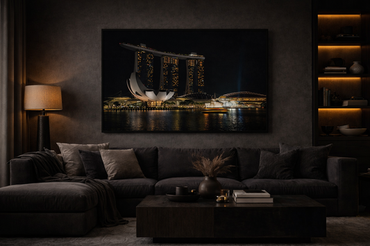 Marina Bay Sands Framed Print – Luxury Singapore Night Skyline Wall Art