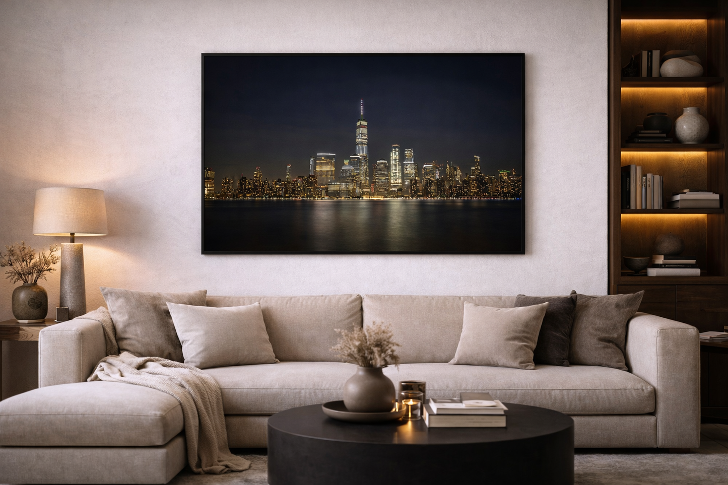 New York Skyline Framed Print – Luxury Night City Wall Art