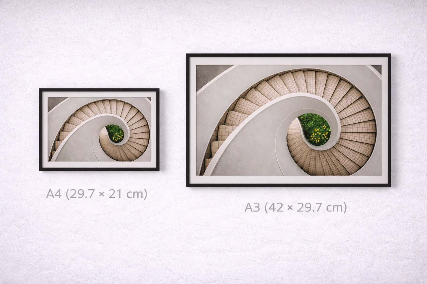 Spiral Staircase Framed Print – Minimalist Neutral Wall Art