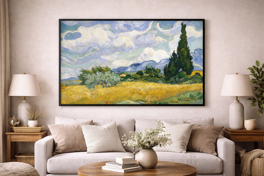 Wheat Fields Framed Print – Van Gogh Landscape Wall Art