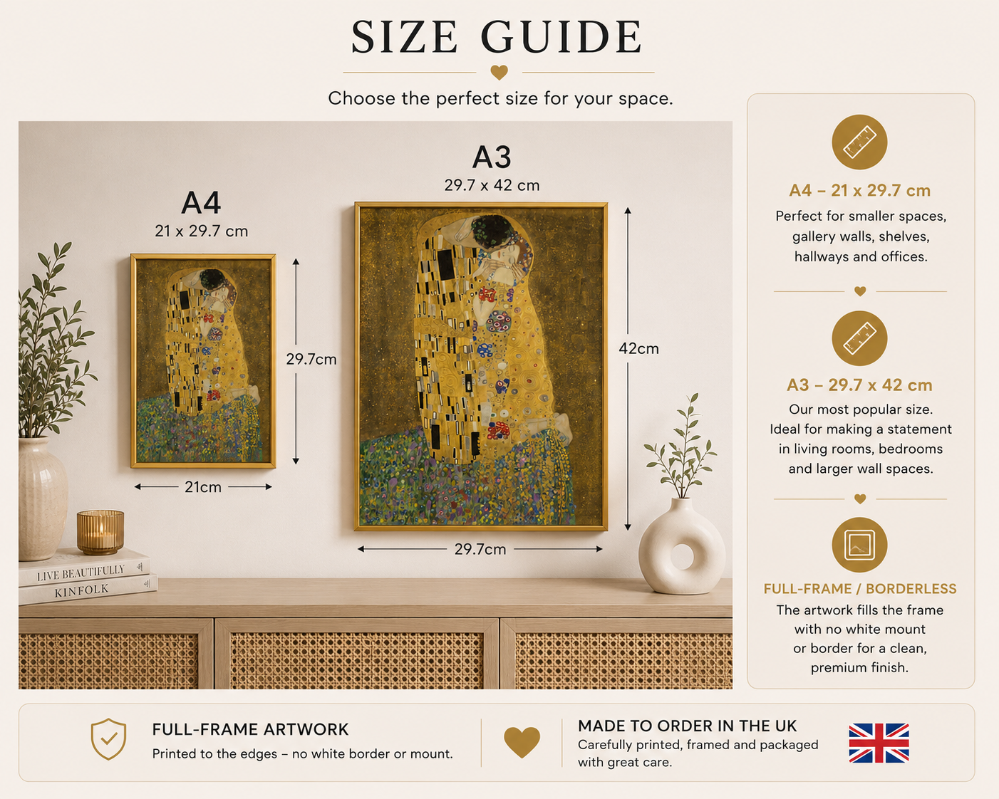 The Kiss Framed Print – Gustav Klimt Romantic Wall Art