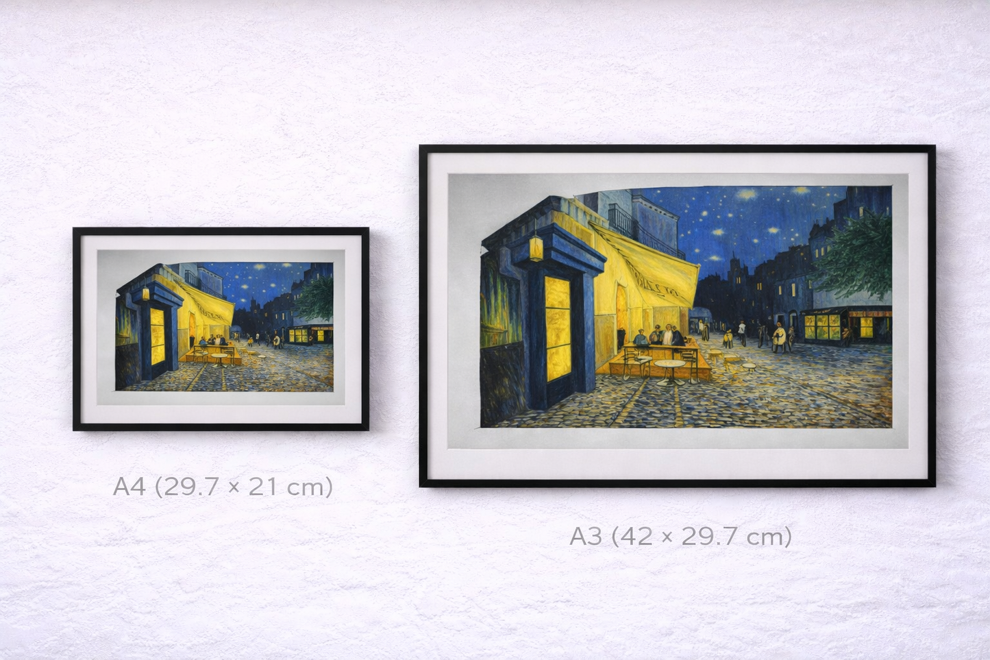 Terrace at Night Framed Print – Warm Impressionist Wall Art