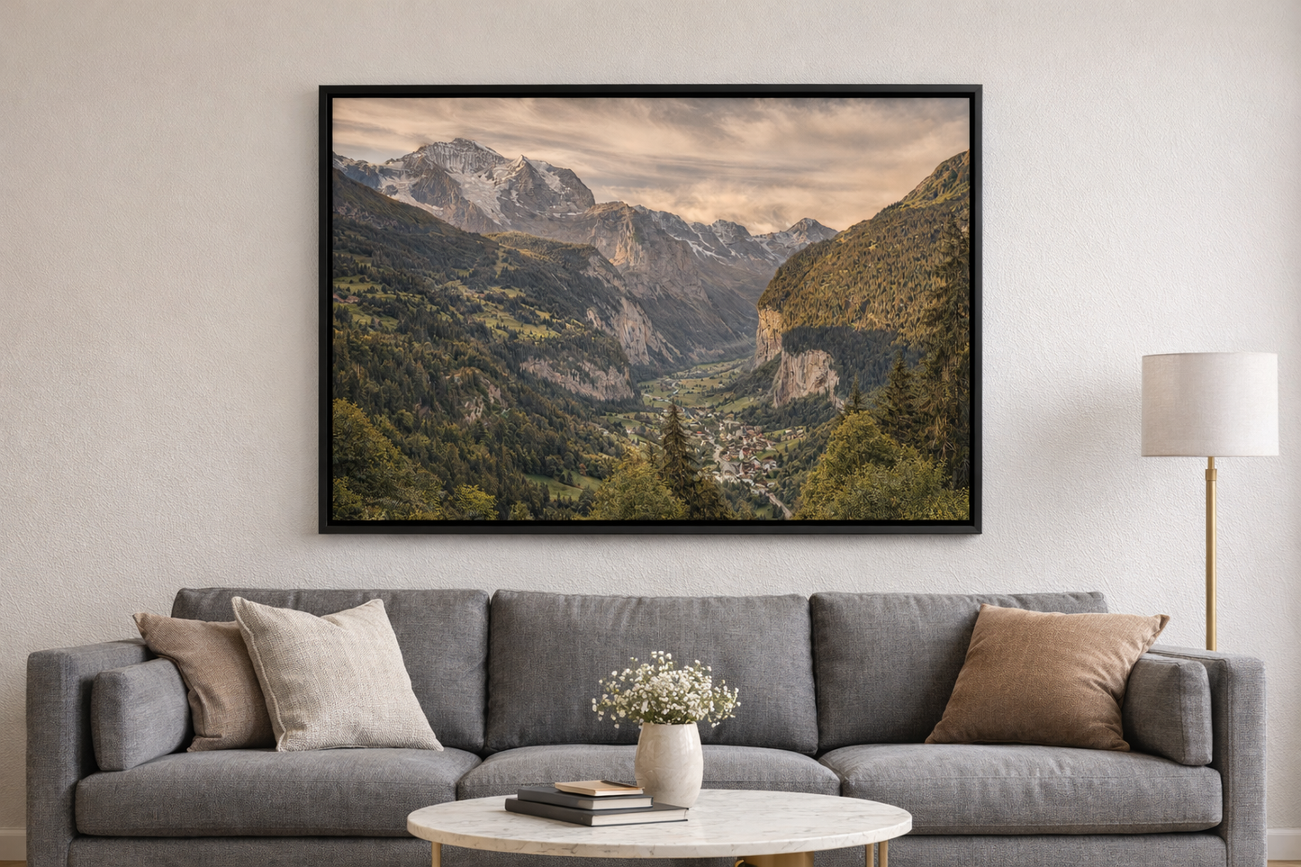 Lauterbrunnen Valley Framed Print – Swiss Alps Landscape Wall Art