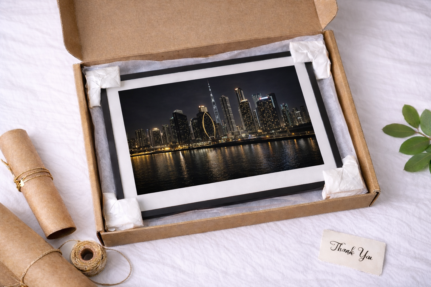 Dubai Skyline Framed Print – Luxury Night City Wall Art