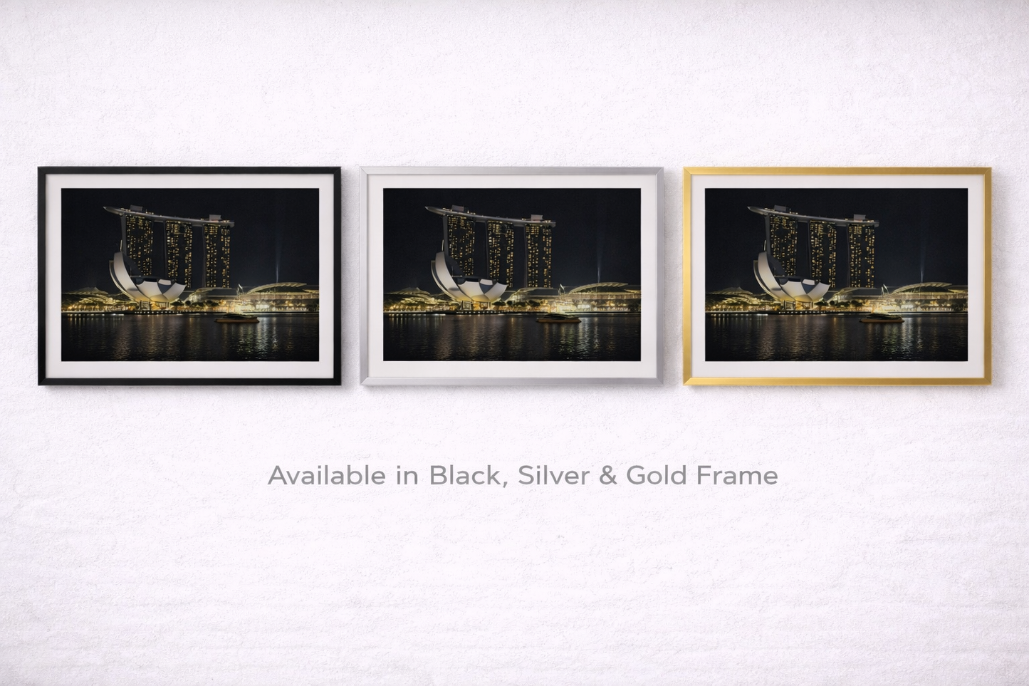 Marina Bay Sands Framed Print – Luxury Singapore Night Skyline Wall Art