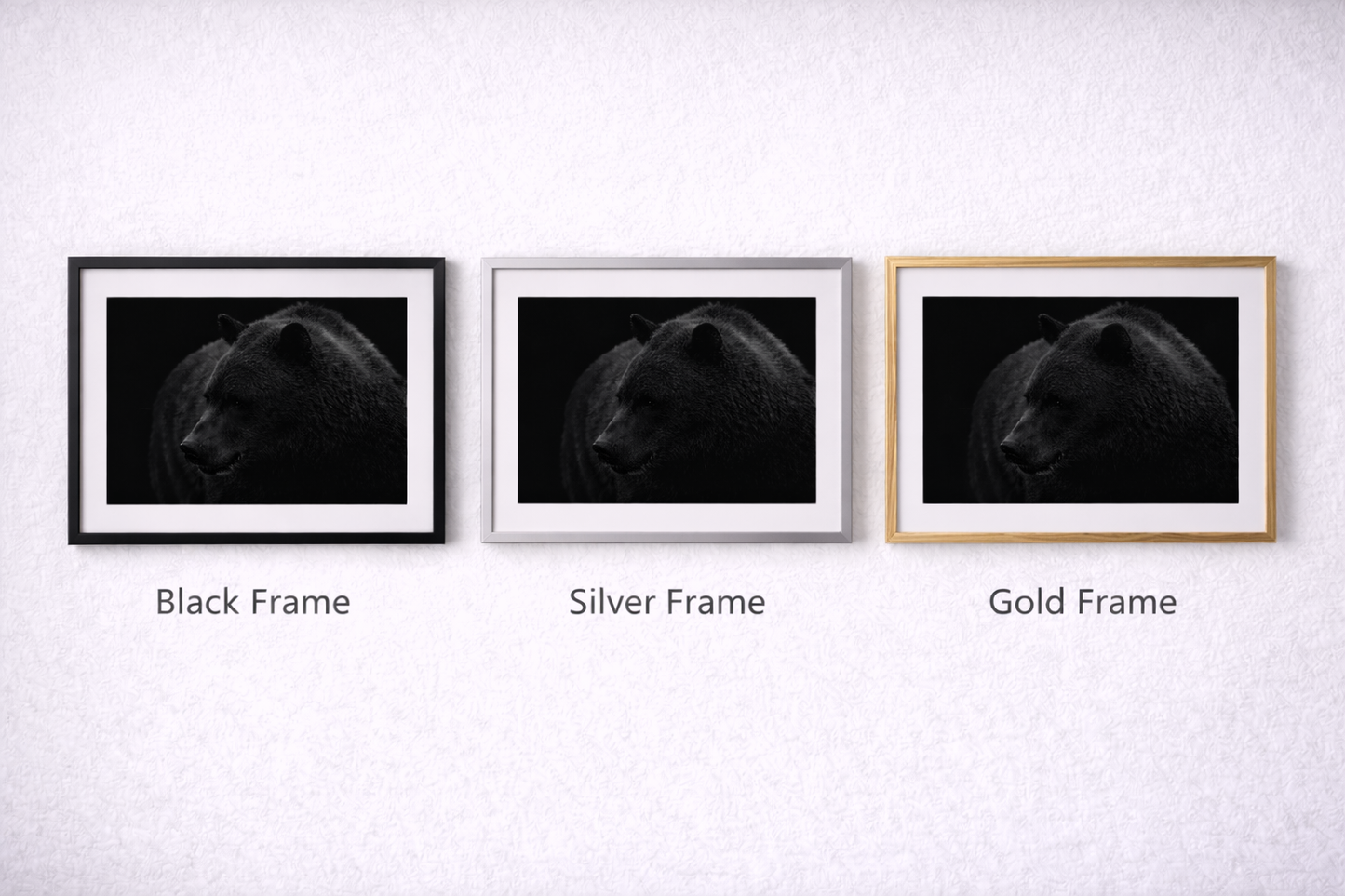 Black Bear Framed Print – Minimal Dark Animal Wall Art