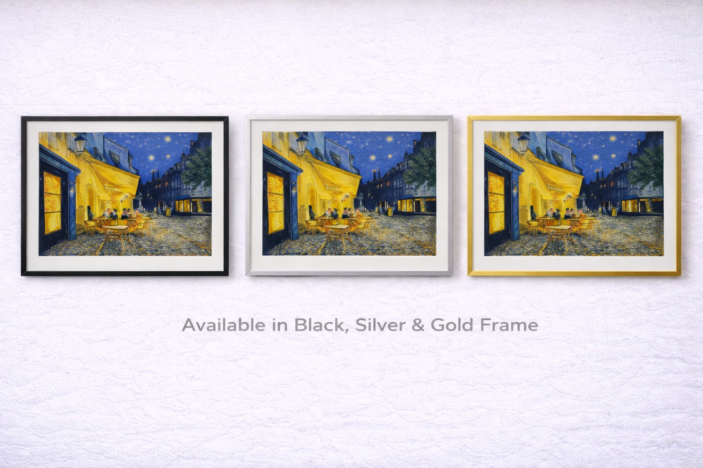 Terrace at Night Framed Print – Warm Impressionist Wall Art