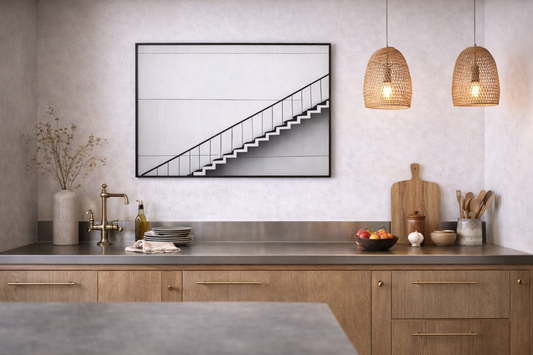 Minimal Staircase Framed Print – Modern Line Wall Art