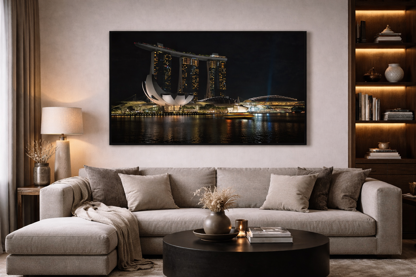 Marina Bay Sands Framed Print – Luxury Singapore Night Skyline Wall Art