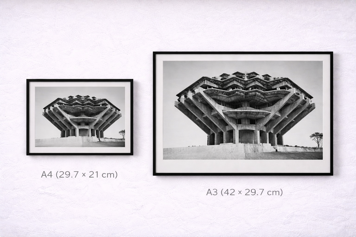 Brutalist Architecture Framed Print – Modern Black & White Wall Art