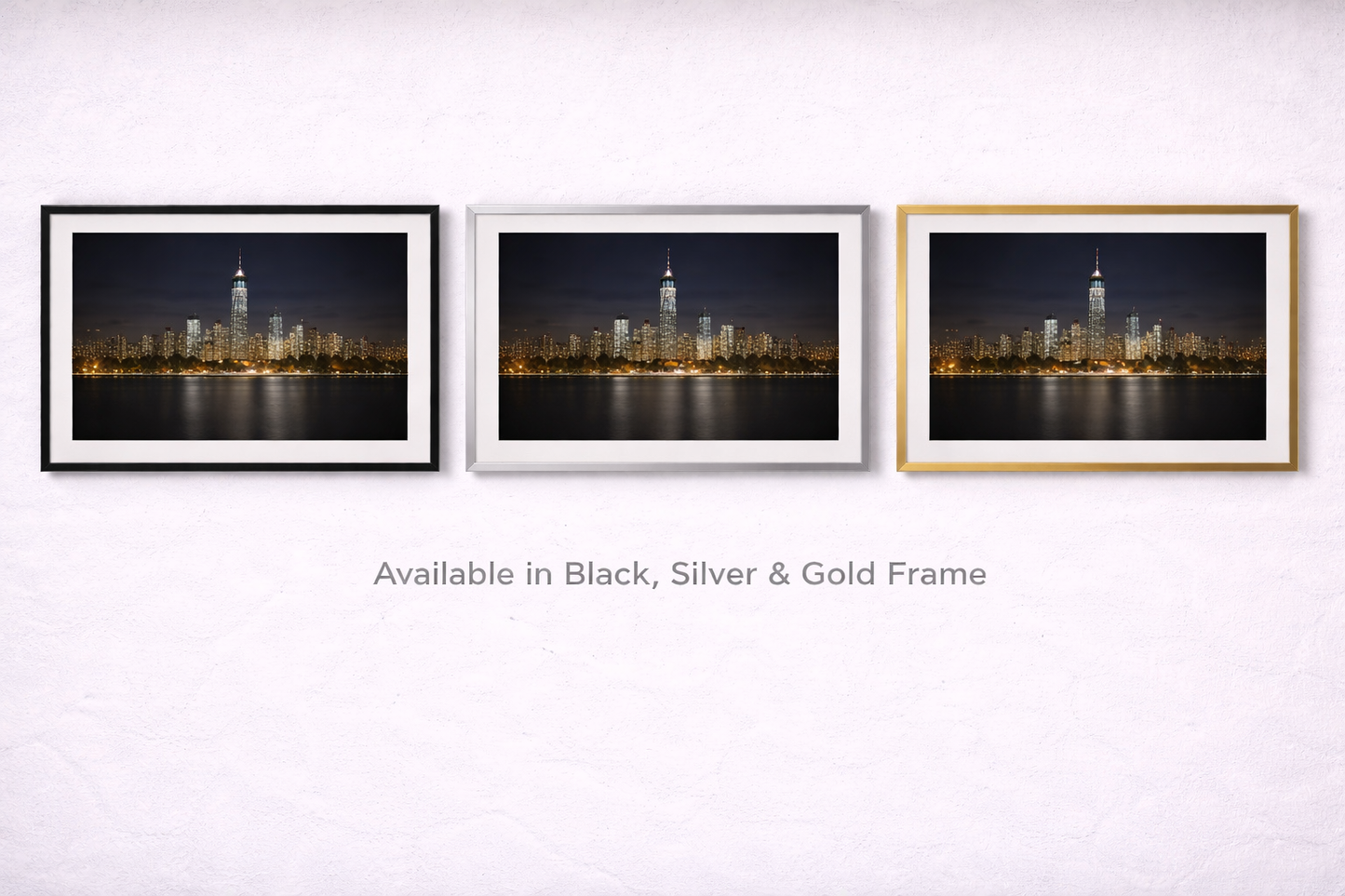 New York Skyline Framed Print – Luxury Night City Wall Art