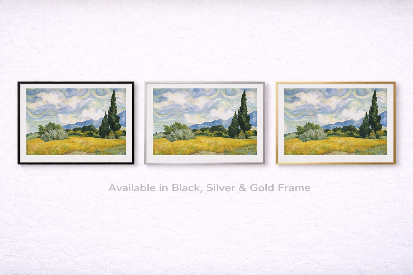 Wheat Fields Framed Print – Van Gogh Landscape Wall Art