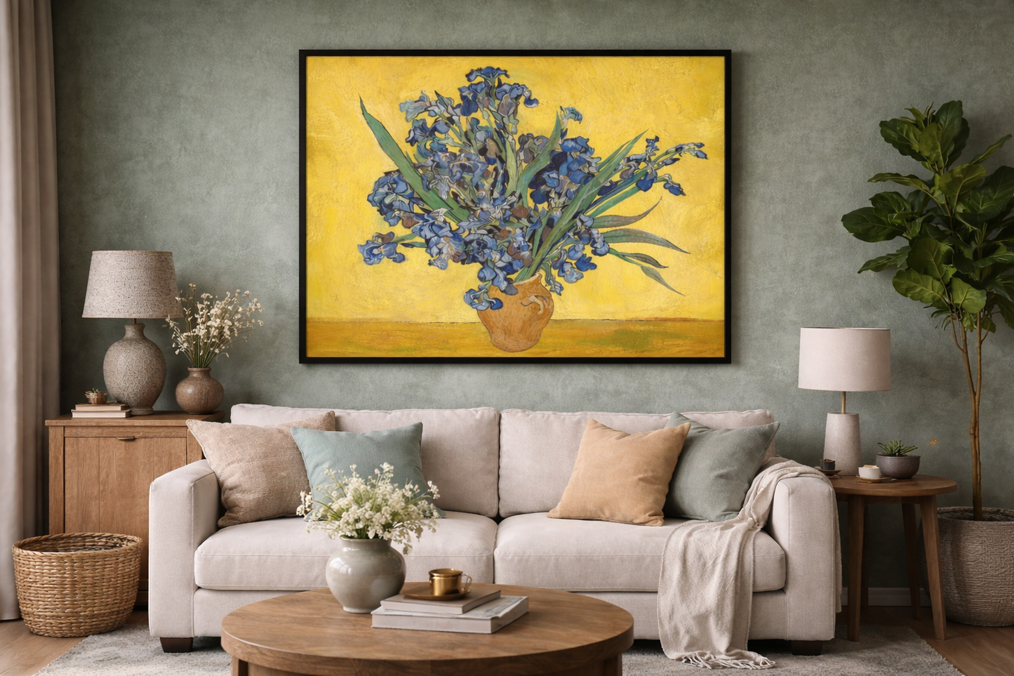 Blue Flowers in a Vase Framed Print – Van Gogh Floral Wall Art