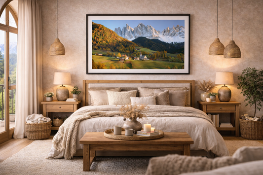 Dolomites Sunset Lake Framed Print – Italian Alpine Wall Art