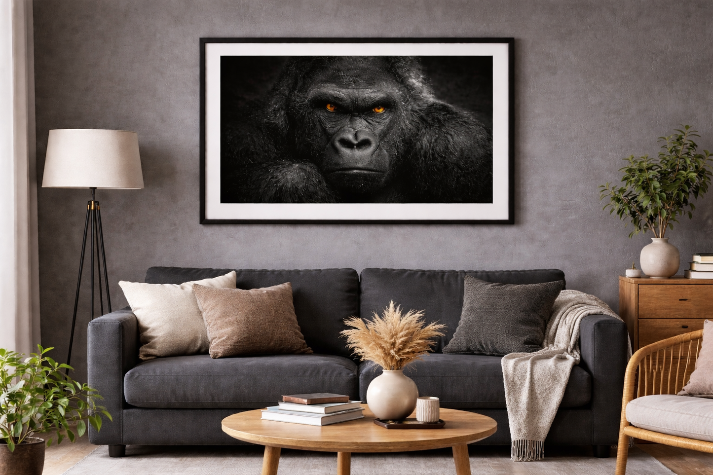 Gorilla Framed Print – Dark Power Animal Wall Art
