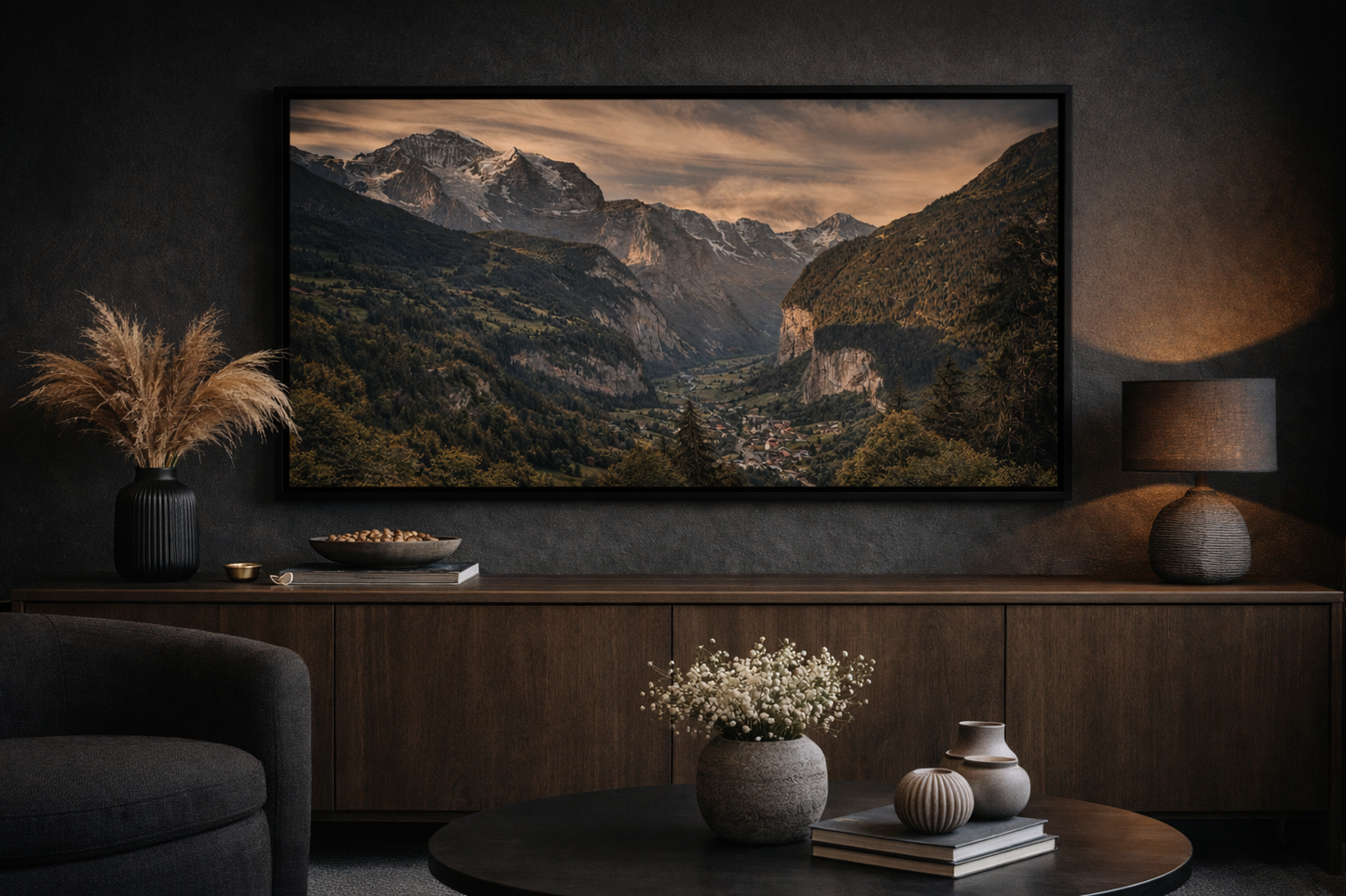 Lauterbrunnen Valley Framed Print – Swiss Alps Landscape Wall Art