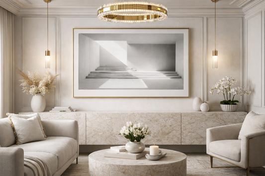Minimalist Light & Shadow Framed Print – Luxury Neutral Wall Art