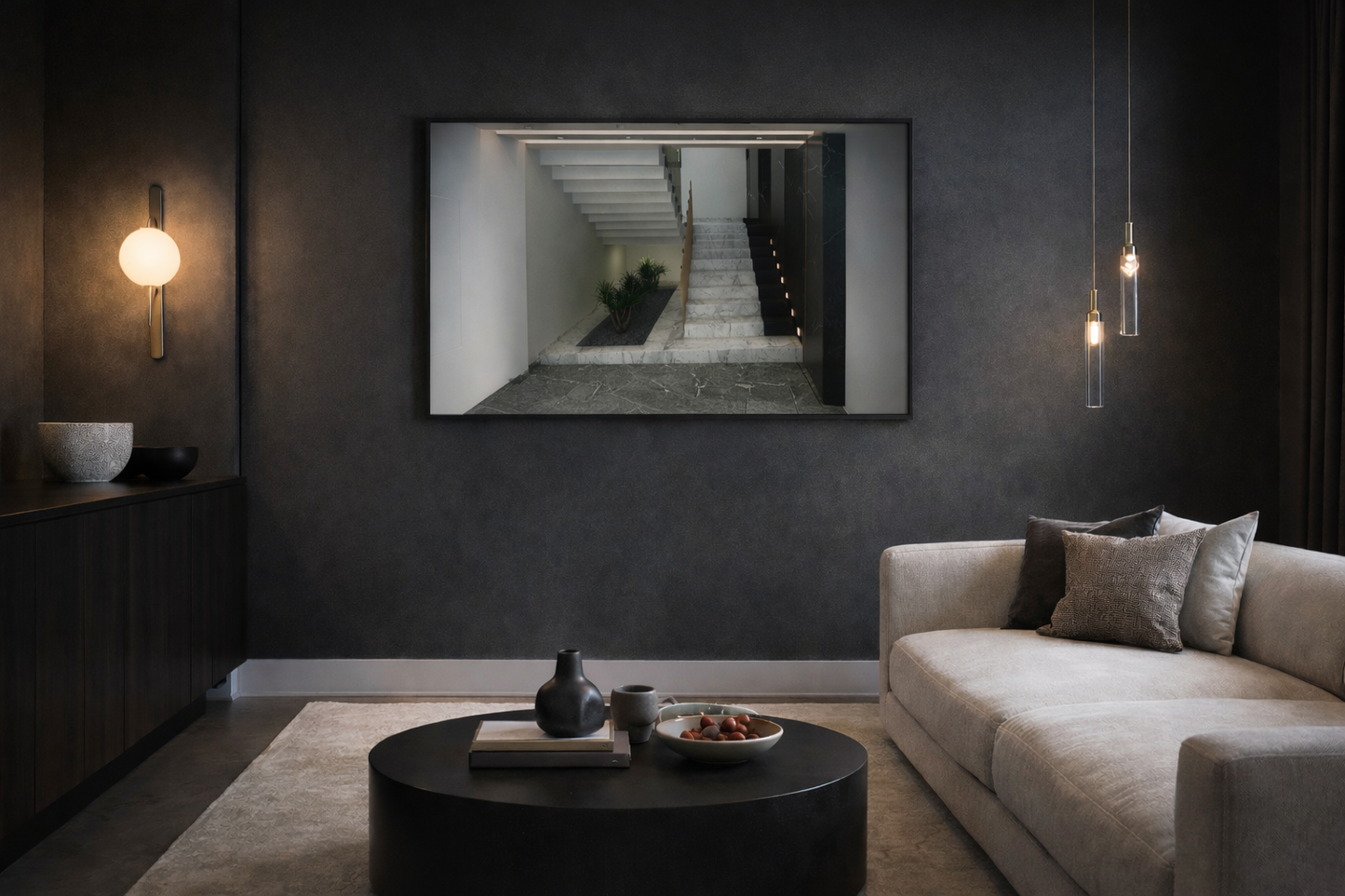 Modern Interior Architecture Framed Print – Minimal Neutral Wall Art