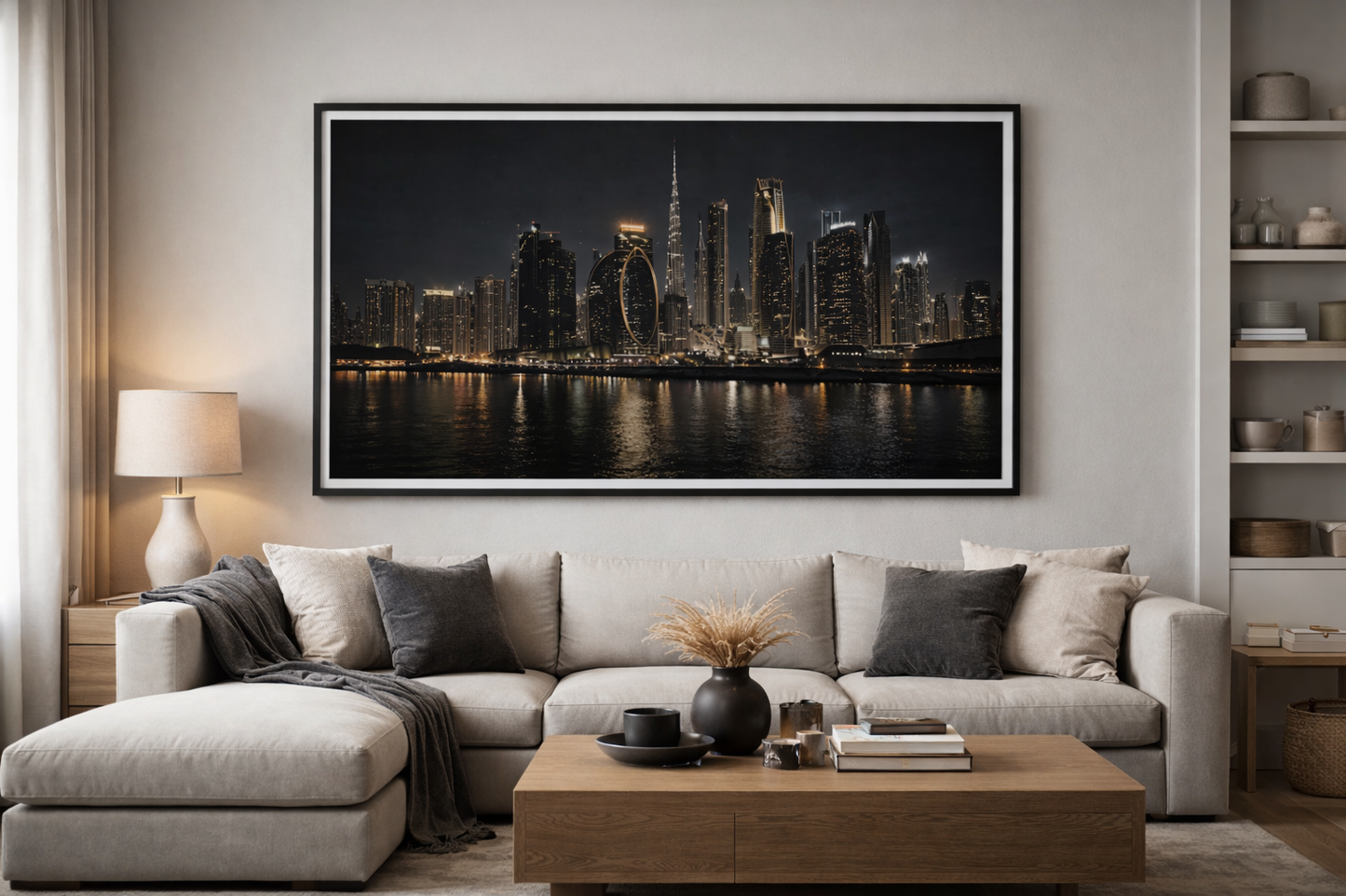 Dubai Skyline Framed Print – Luxury Night City Wall Art