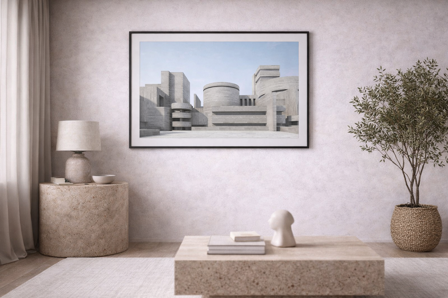 Minimalist Architecture Framed Print – Modern Neutral Wall Art