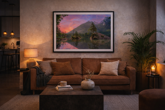 Bavarian Alps Sunset Lake Framed Print – German Landscape Wall Art