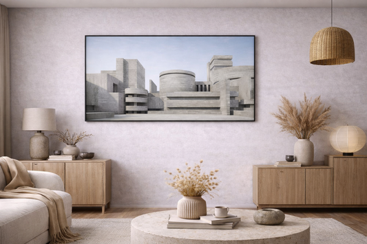 Minimalist Architecture Framed Print – Modern Neutral Wall Art