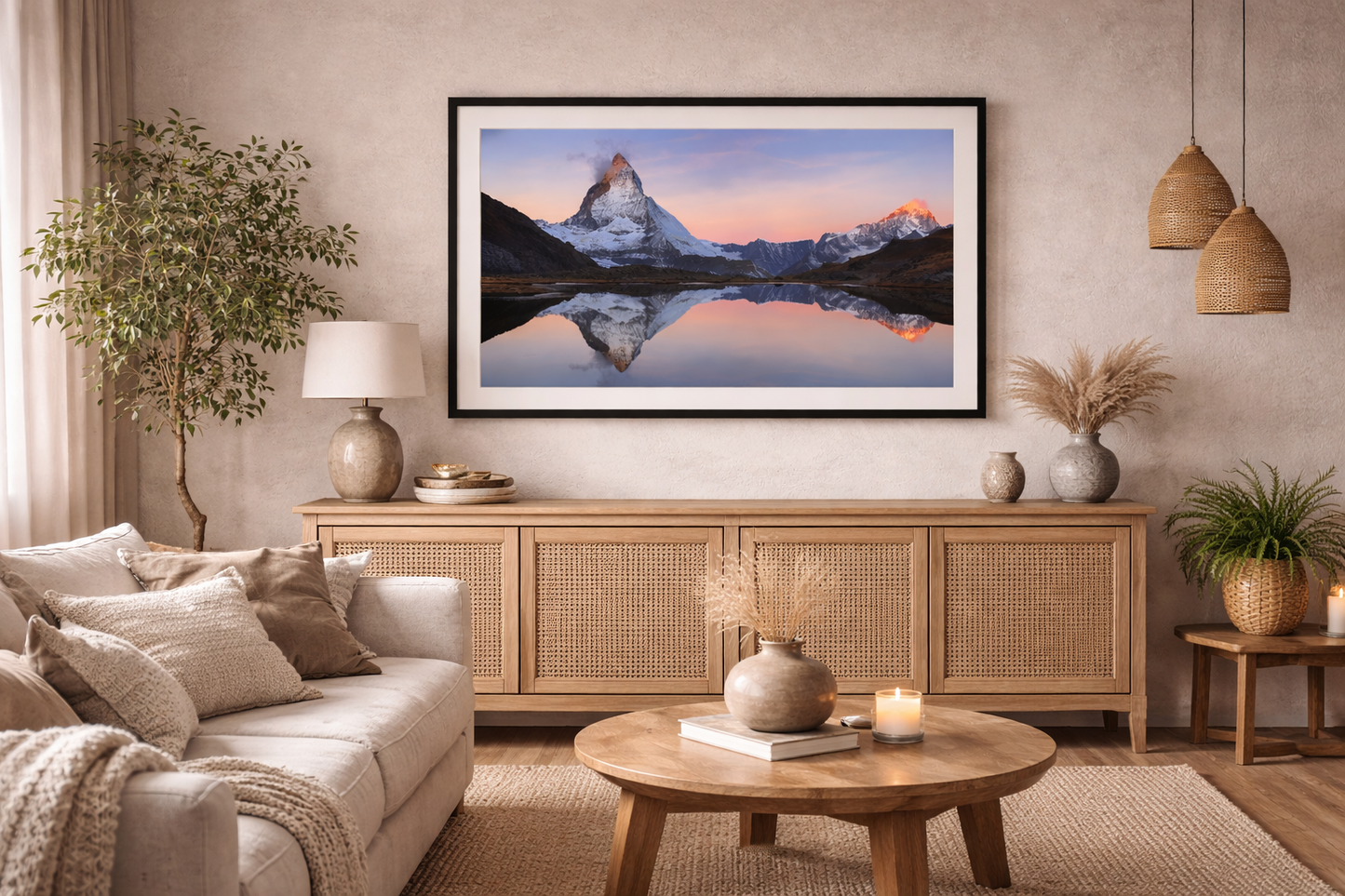 Matterhorn Reflection Framed Print – Mountain Sunset Wall Art