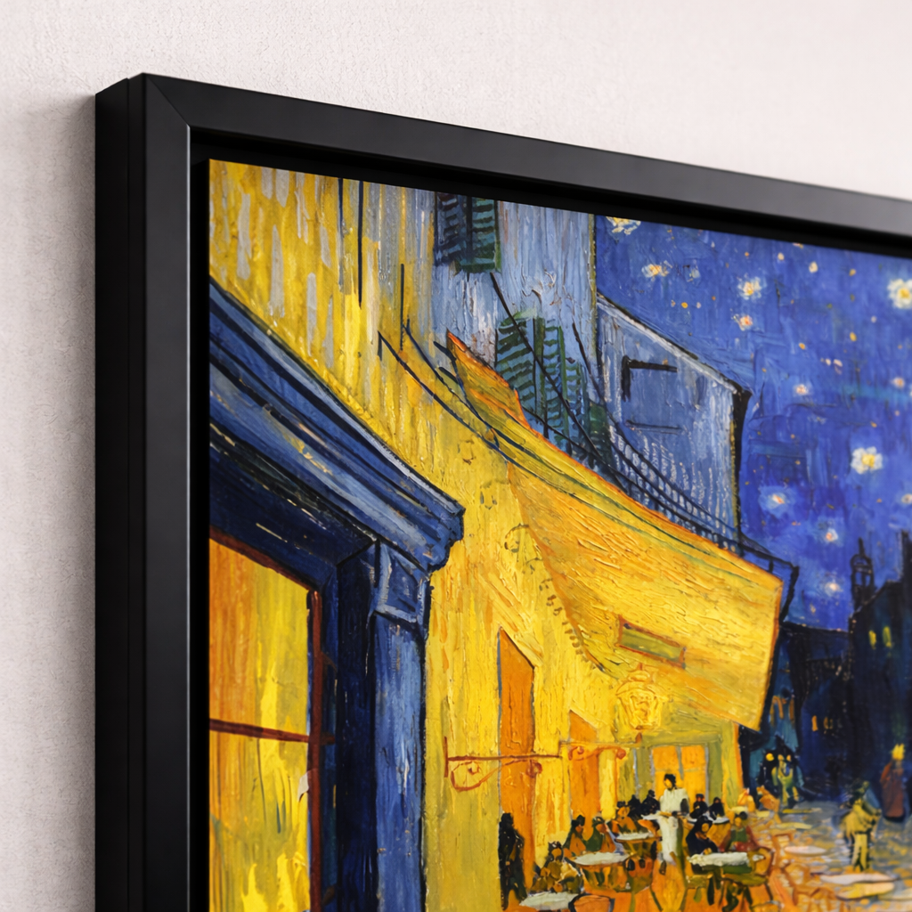 Terrace at Night Framed Print – Warm Impressionist Wall Art