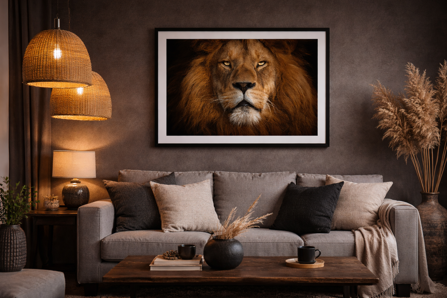 Lion Framed Print – Premium Wildlife Statement Wall Art